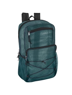 Trail Maker Deluxe See Through Mesh Backpack with Bungee Cord & Adjustable Padded Straps for Swimming, Travel (Aqua)