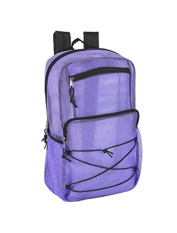 Trail Maker Deluxe See Through Mesh Backpack with Bungee Cord & Adjustable Padded Straps for Swimming, Travel (Aqua)