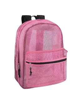 Trail Maker Transparent Mesh Backpacks for School Kids, Beach, Travel - Mesh See Through Backpack with Padded Straps Large