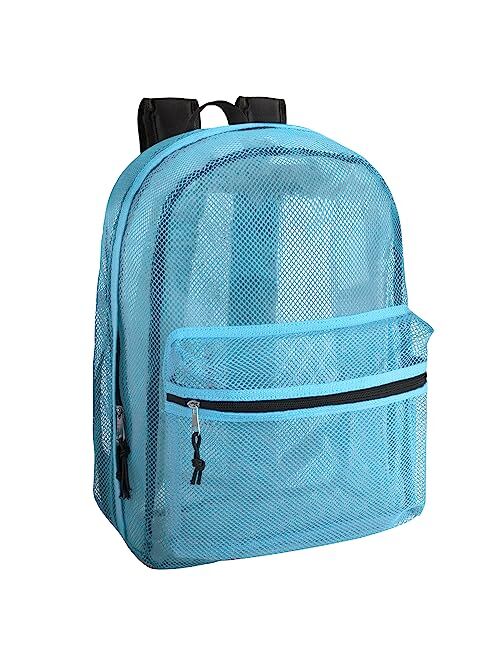 Trail Maker Transparent Mesh Backpacks for School Kids, Beach, Travel - Mesh See Through Backpack with Padded Straps Large