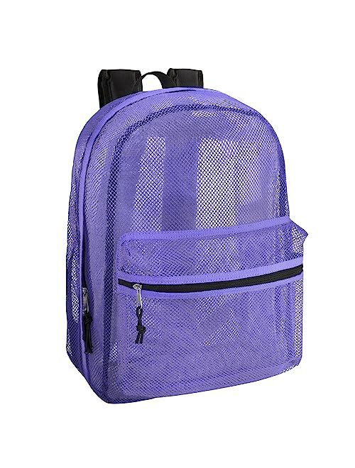 Trail Maker Transparent Mesh Backpacks for School Kids, Beach, Travel - Mesh See Through Backpack with Padded Straps Large