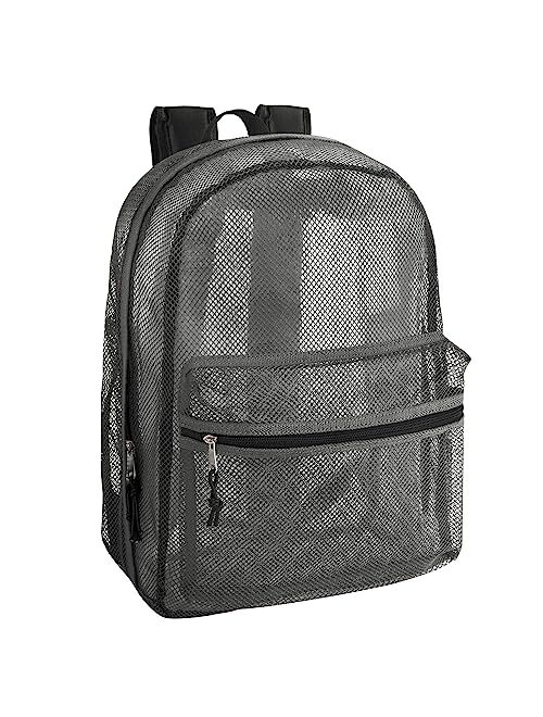 Trail Maker Transparent Mesh Backpacks for School Kids, Beach, Travel - Mesh See Through Backpack with Padded Straps Large