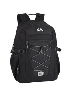 Trail Maker Reflective Dual Compartment Laptop Travel Backpack with Compression Straps, Side Pockets