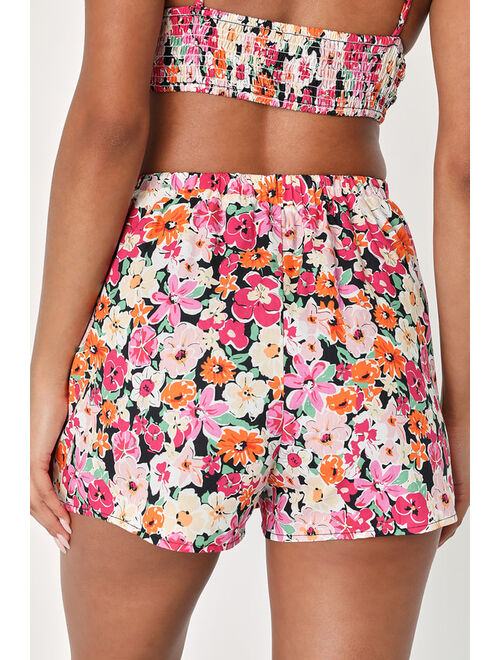 Lulus Exotic Adventures Pink Tropical Print Two-Piece Skort Romper