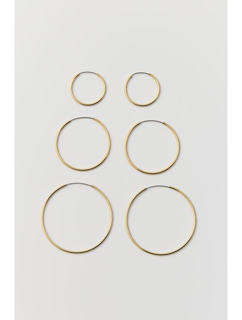 18k Gold & Sterling Silver Hoop Earring Set