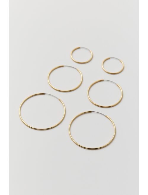 18k Gold & Sterling Silver Hoop Earring Set