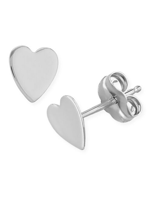 Macy's Flat Heart Stud Earrings in 14k Yellow Or White Gold