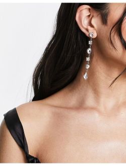 crystal drop earrings in silver