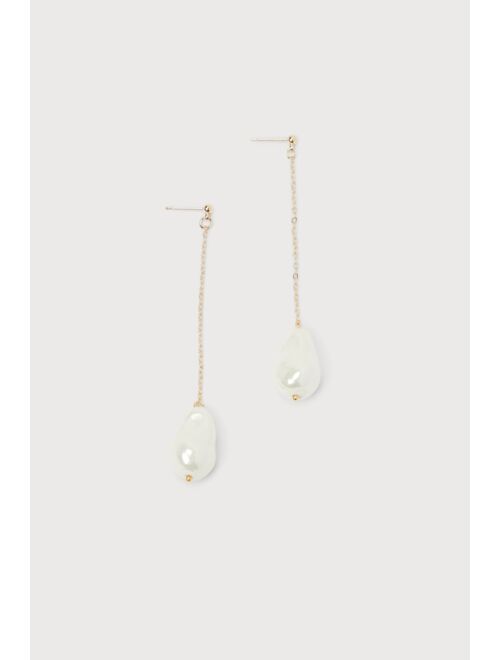 Petit Moments Wren 14KT Gold and Pearl Drop Earrings