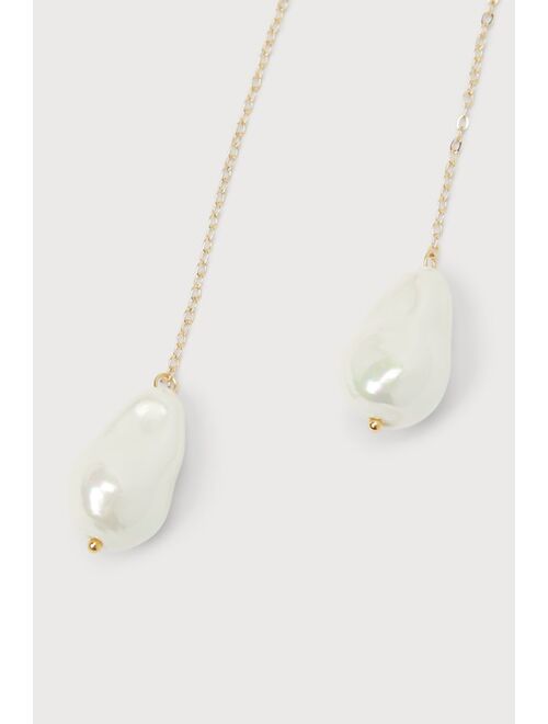 Petit Moments Wren 14KT Gold and Pearl Drop Earrings