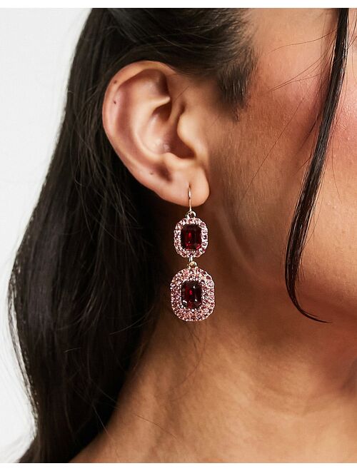 8 Other Reasons diamante drop earrings in pink