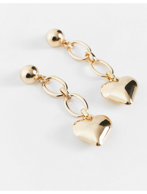 River Island link drop earrings with puff heart