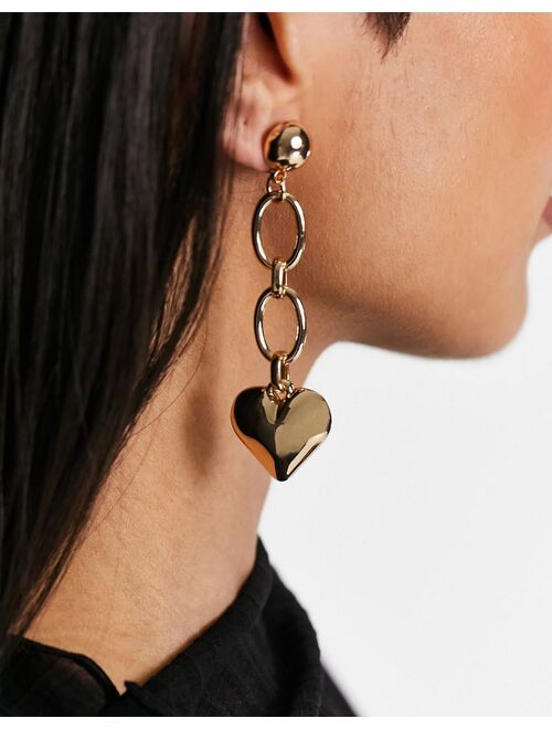 River Island link drop earrings with puff heart