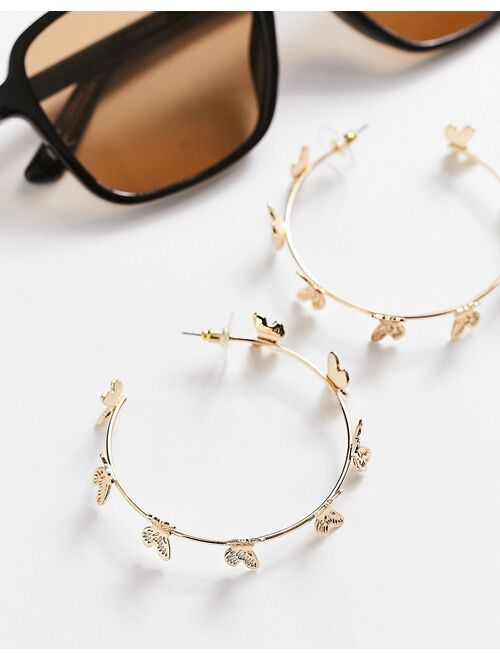 Petit Moments butterfly shape festival hoop earrings in gold