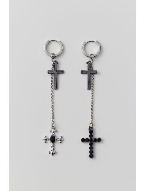 Rhinestone Cross Drop Hoop Earring