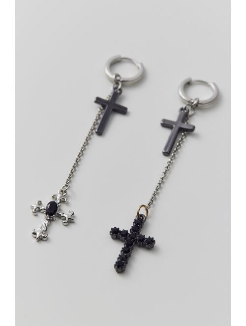 Rhinestone Cross Drop Hoop Earring