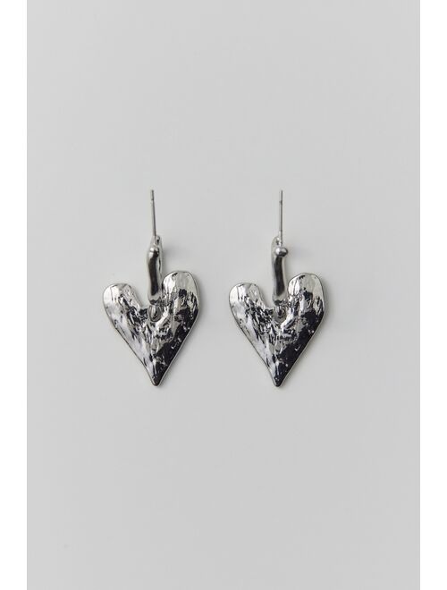 Hammered Heart Hoop Earring