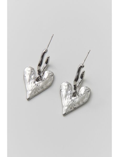 Hammered Heart Hoop Earring