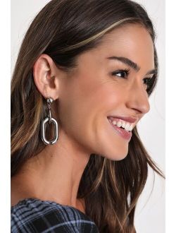 Trendy Aura Silver Chunky Door Knocker Earrings