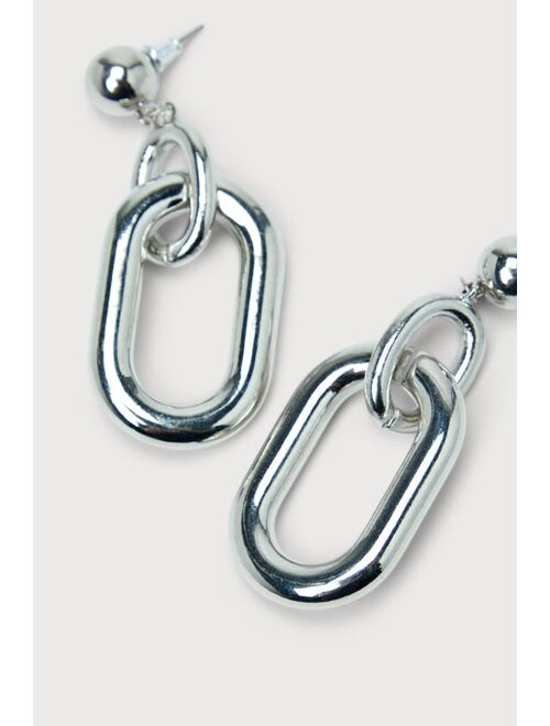 Trendy Aura Silver Chunky Door Knocker Earrings