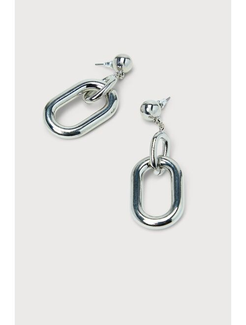 Trendy Aura Silver Chunky Door Knocker Earrings