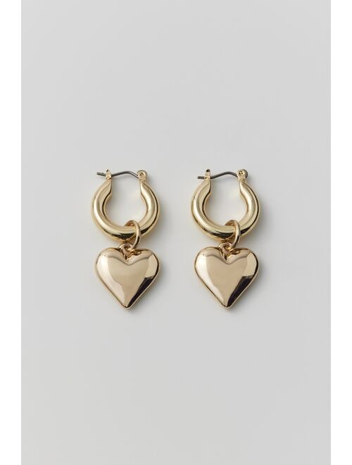 Heart Charm Hoop Earring