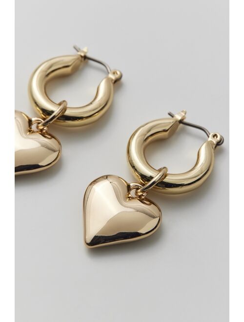 Heart Charm Hoop Earring