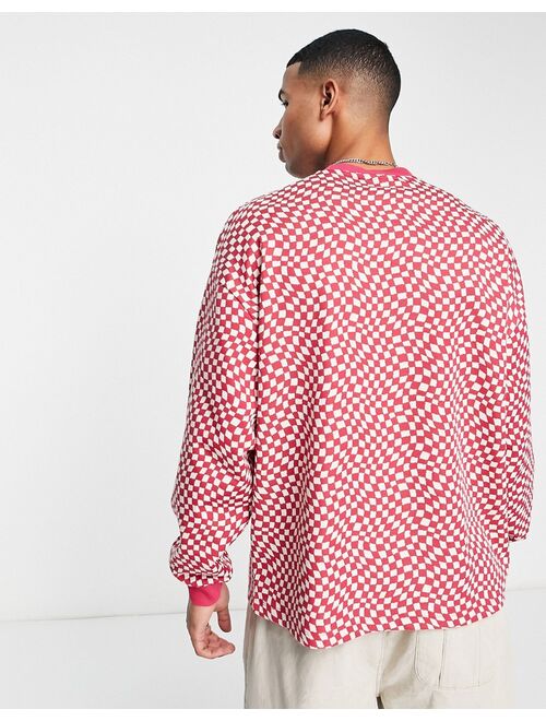 ASOS DESIGN oversized sweatshirt in red textured checkerboard