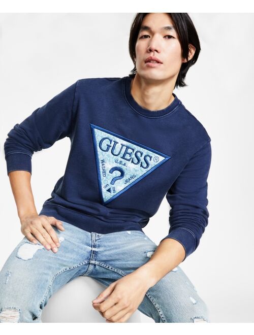 GUESS Men's Triangle Logo-Print Crewneck Sweatshirt