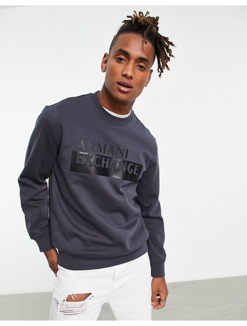 Armani Exchange box logo sweatshirt in gray