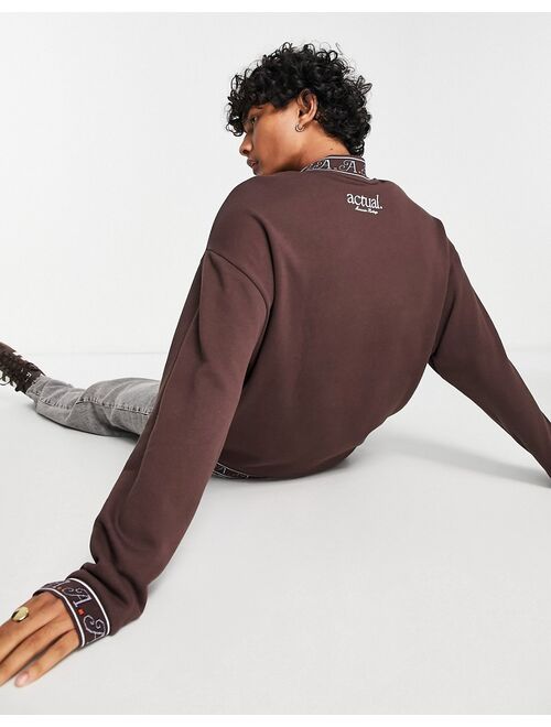 ASOS DESIGN ASOS Actual oversized sweatshirt with logo ribs in brown