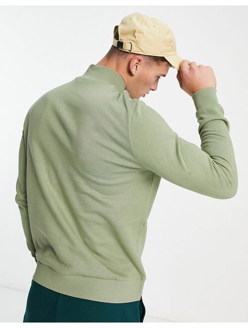 ASOS DESIGN half zip sweatshirt in oil green