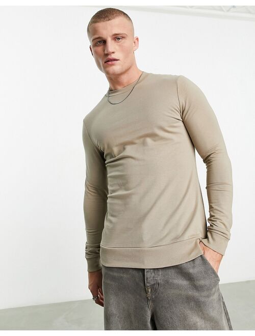 ASOS DESIGN muscle sweatshirt in beige