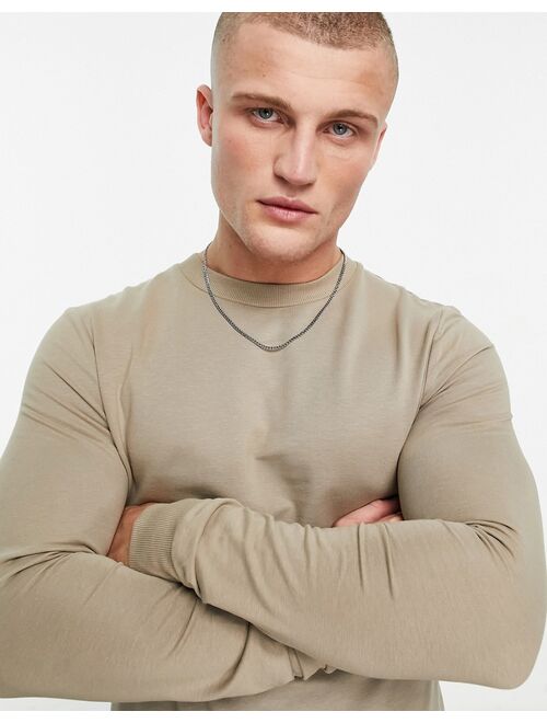 ASOS DESIGN muscle sweatshirt in beige