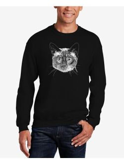 LA Pop Art Men's Word Art Siamese Cat Crewneck Sweatshirt