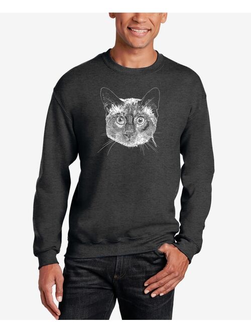 LA Pop Art Men's Word Art Siamese Cat Crewneck Sweatshirt