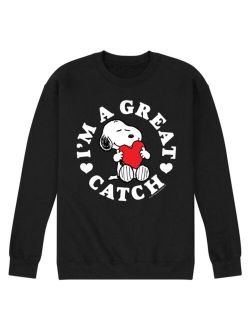 AIRWAVES Men's Peanuts I'm a Great Catch Fleece Sweatshirt