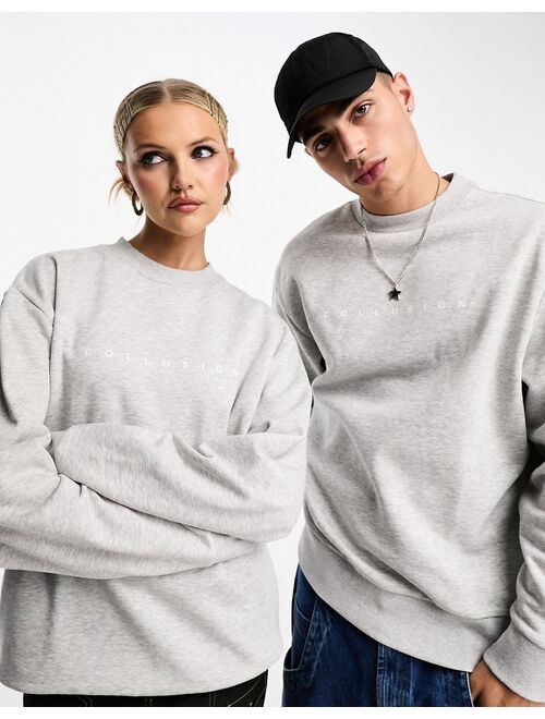 COLLUSION Unisex sweatshirt with logo in gray heather