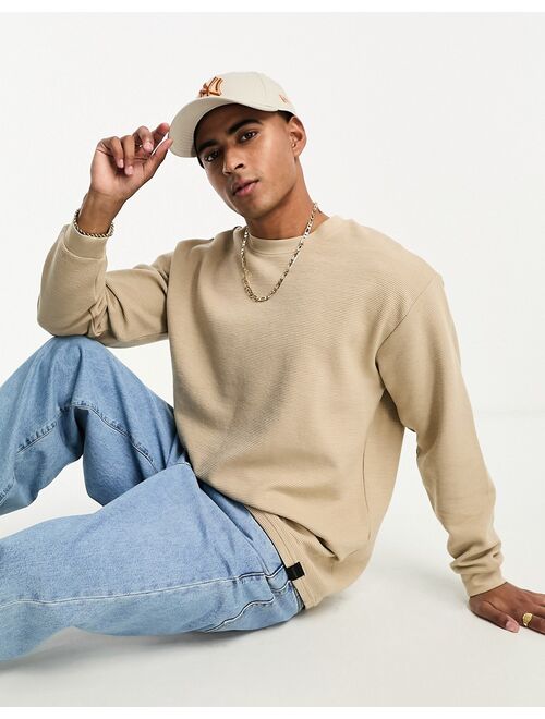 Pull&Bear ottoman textured sweatshirt in gray