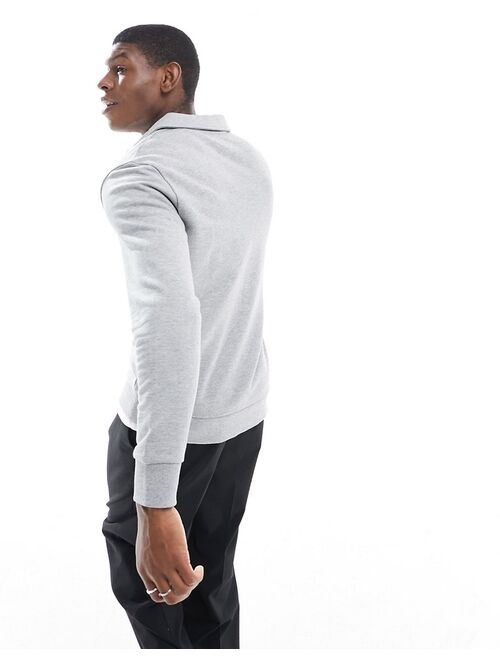 ASOS DESIGN polo sweatshirt with zip in gray heather