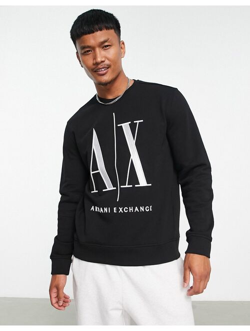 Armani Exchange icon crew neck sweatshirt in black