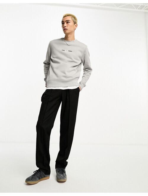 Fred Perry embroidered sweatshirt in limestone gray