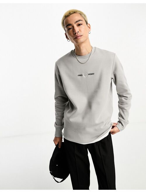 Fred Perry embroidered sweatshirt in limestone gray