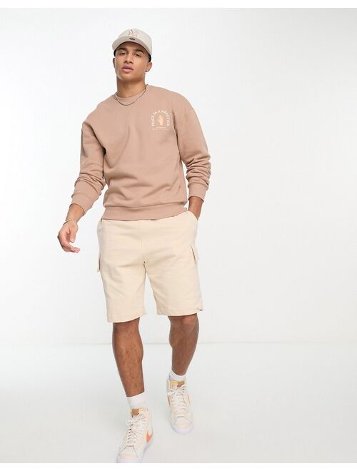 Jack & Jones Originals oversized sweat with peace back print in tan