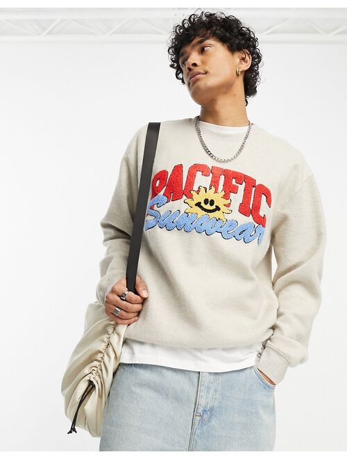 Pacsun reverse weave sweatshirt in beige