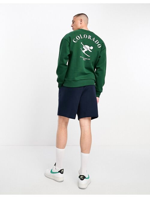 Jack & Jones Originals oversized sweat with ski back print in dark green