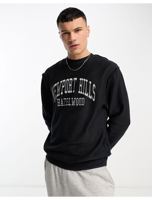 River Island slogan crew neck sweat in dark gray