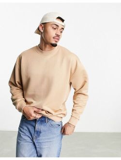 oversized sweatshirt in beige quilted texture