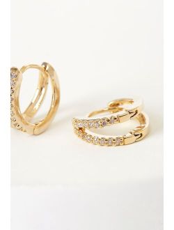 Our Little Secret Gold Rhinestone Mini Hoop Earrings