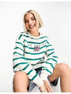 relaxed sweatshirt in stripe LA graphic